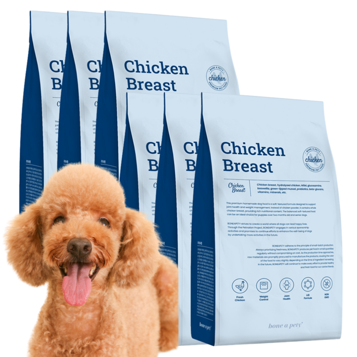 본아페티 플러스 강아지 관절 슬개골 다이어트 닭가슴살 닭고기 프리미엄 수제사료, 닭, 1kg, 6개