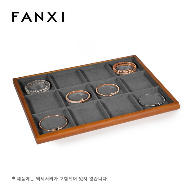 FANXI 레트로 원목 반지 트레이 귀걸이 진열대 팔찌 펜던트 목걸이 정리함 예쁜 주얼리 장식용품 간편 수납정리 진열대 정장 소매점 예쁜 쟁반 보석 선반 매장 장식용 가정용, 차콜 그레이