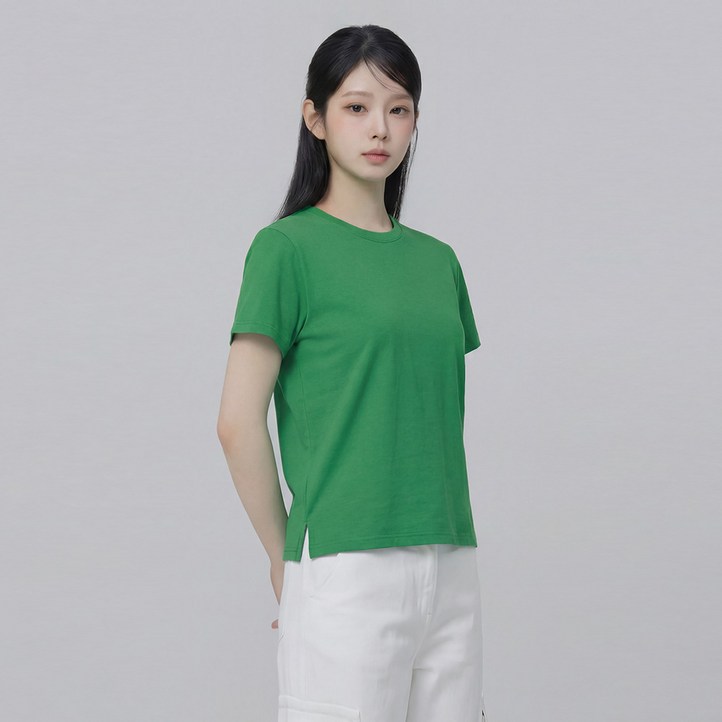 엠제이스타 베이직 데일리 옆트임 무지 반팔 티