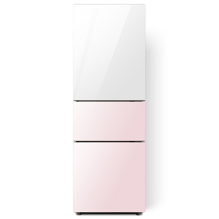 하이얼 글램 글라스 일반형냉장고 방문설치, 화이트 + 핑크, HRB212MDWP 5891190438