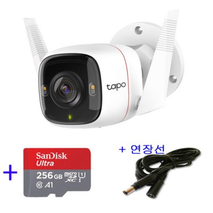 티피링크 Tapo C320WS 홈CCTV + micro SD 카드 256GB + 전원연장선 5M (실외,농막,공장,가게) 7292132089