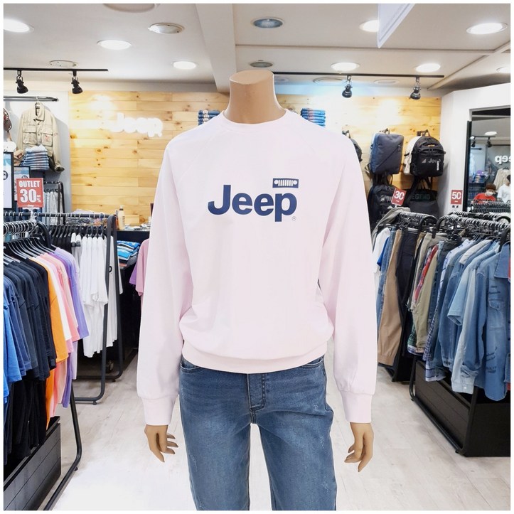 지프 불광점 (50%할인) 캐주얼한 코디로 데일리하게 입기 좋은 면 100% 남여공용 JEEP 그릴 맨투맨 티셔츠 !!