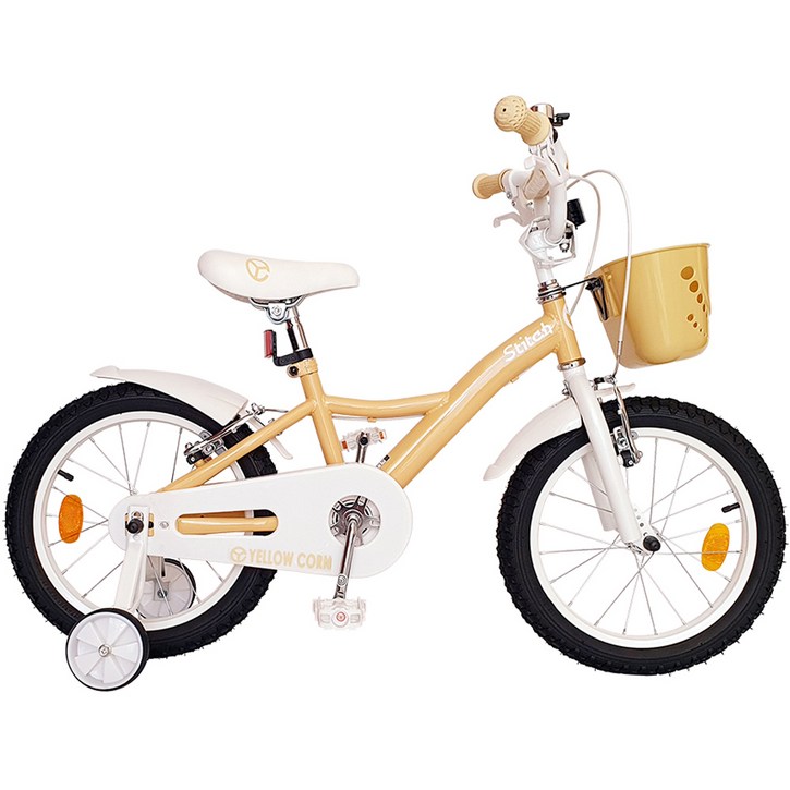 옐로우콘 스티치 아동용 보조바퀴 자전거 80 조립배송, 옐로우, 110cm