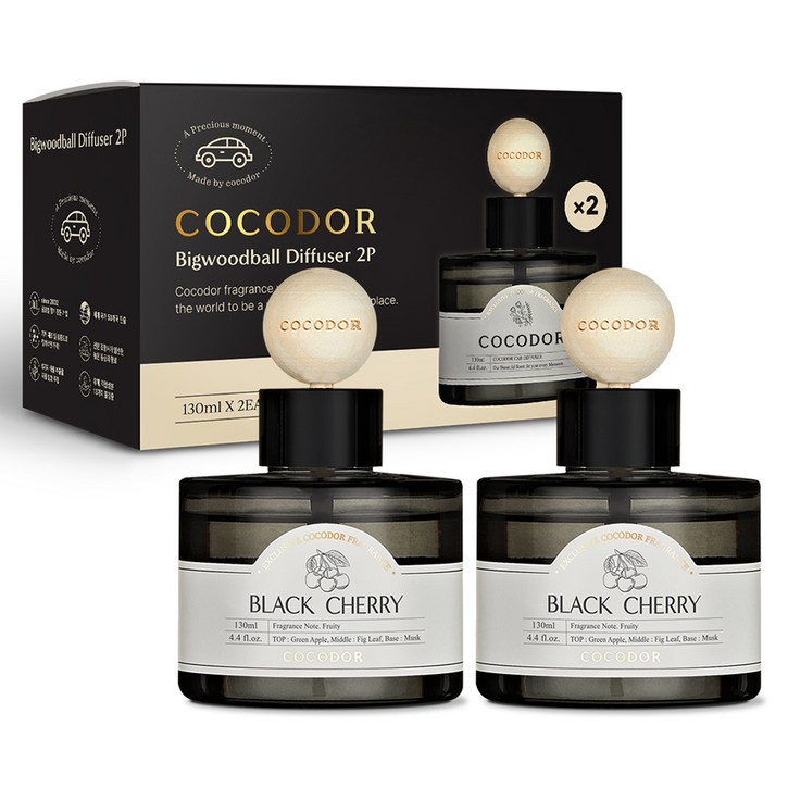 코코도르 프리미엄 빅우드볼 차량용 디퓨저 130ml 2개입