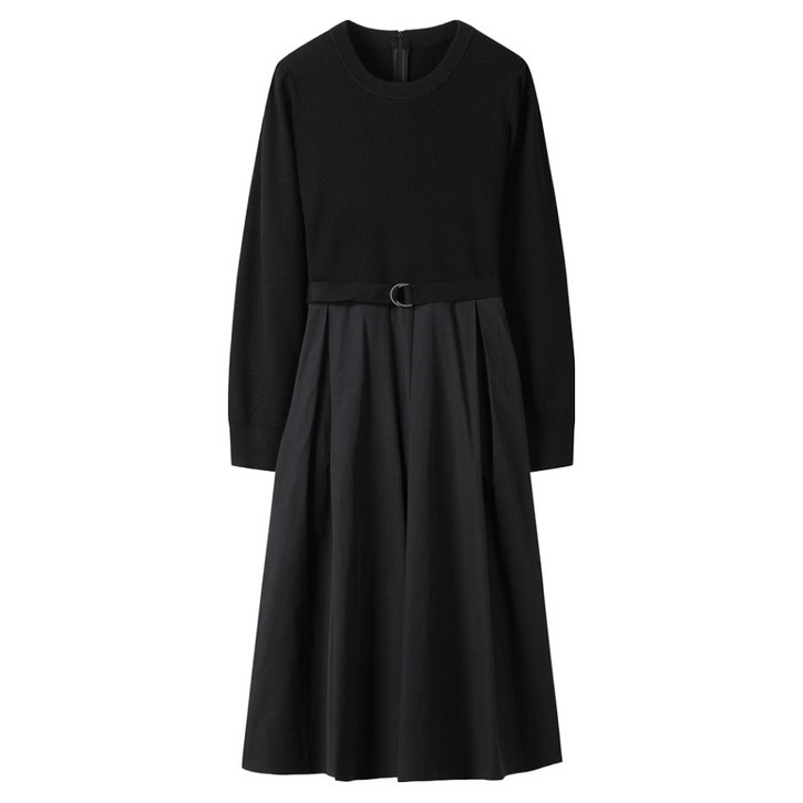 씨씨콜렉트 텍스처 블록 벨티드 니트 드레스