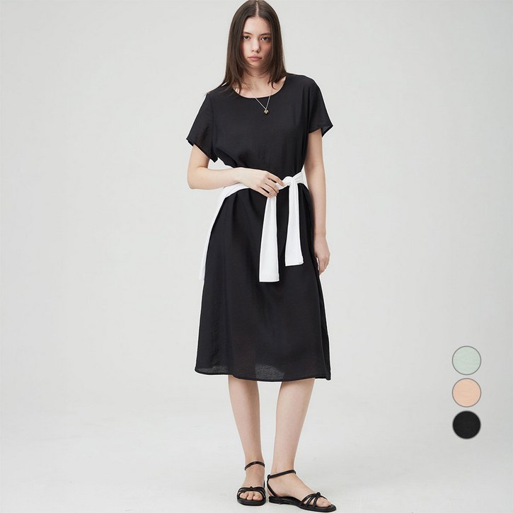 ELLEPARIS 여성용 인견 루즈핏 반팔 원피스