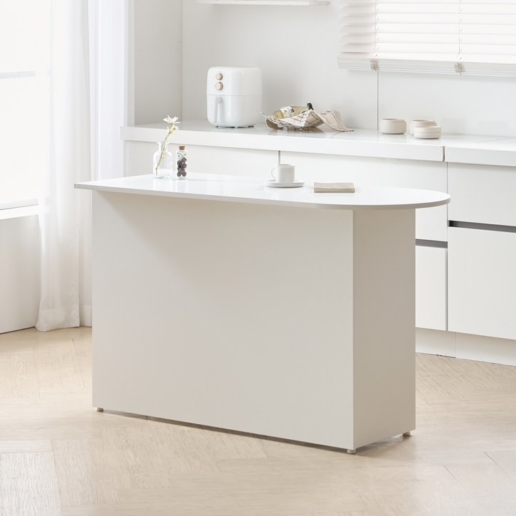 하모벨 쿠치나 수납 아일랜드 식탁 반원형 조리대 1400 방문설치, 화이트