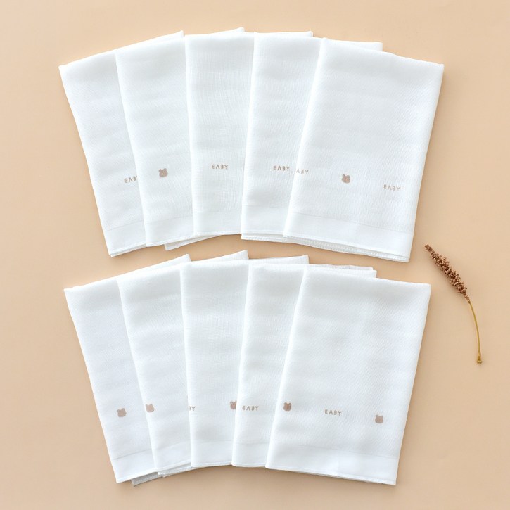 베이비앤아이 유아용 밤부 고미 거즈 손수건 10p