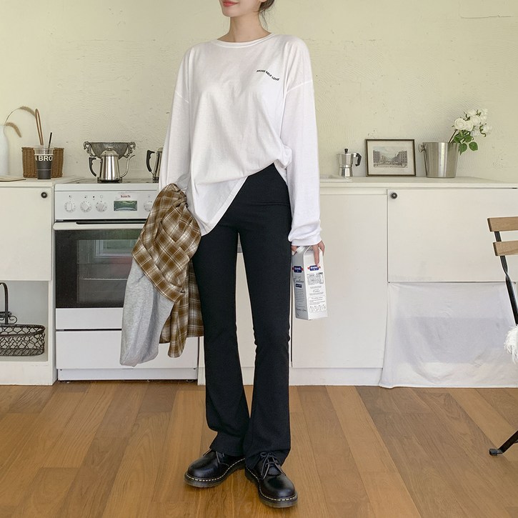 토마토팩토리 여성용 테르아 밴딩 세미 부츠컷 골지 레깅스 팬츠