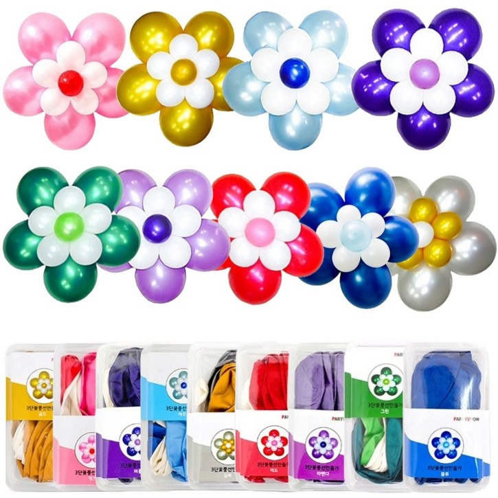 혀누닷컴 꽃풍선 만들기 세트 브라이덜샤워 졸업식 돌잔치 기념일 결혼식 칠순 팔순 파티 이벤트 풍선꽃