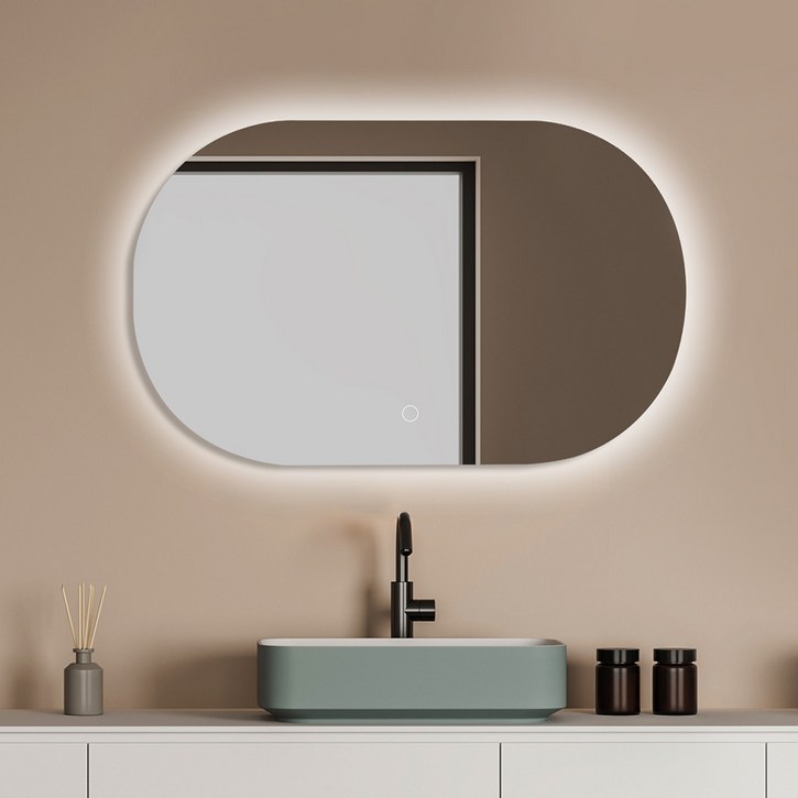 루비드 간접 조명 노프레임 직타원 거울 LED 3가지색 변환