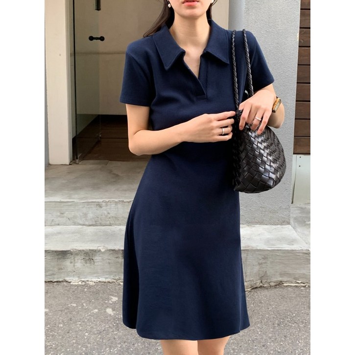 자체제작네시아 카라 반팔 피케 pk 반팔 여름 피케이 라인 플레어 원피스3color