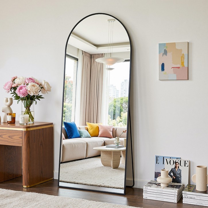 안토크 스탠드 전신거울 3in1 아치형 벽걸이거울 1450*450mm, 블랙