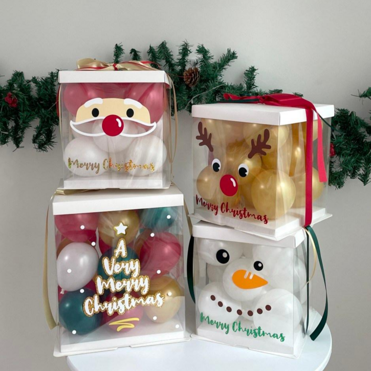 DIY 벌룬박스 크리스마스 ver1 풍선 선물 크리스마스 파티소품 홈파티 레터링 메리크리스마스 트리 산타 루돌프 눈사람 - 투데이밈