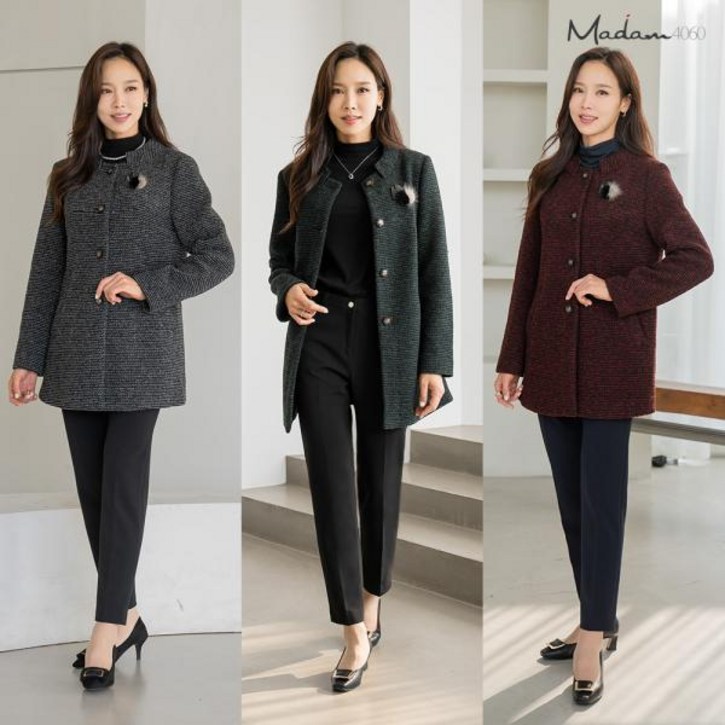 마담4060울코트 마담4060 투톤 WOOL 니트코트