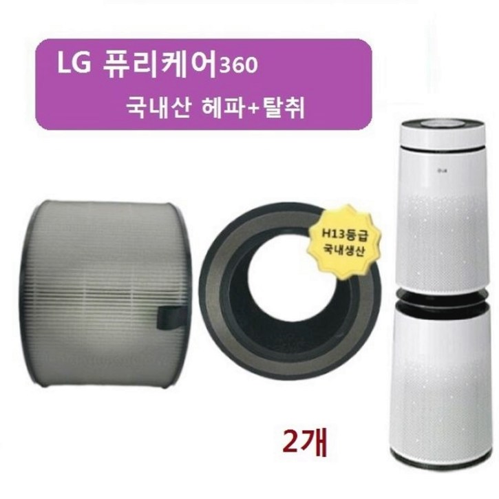 LG 퓨리2단형 국산 헤파탈취 AS301DNPA호환필터 2개 퓨리케어 360 공기청정기필터 AS301DNPA, 본상품선택