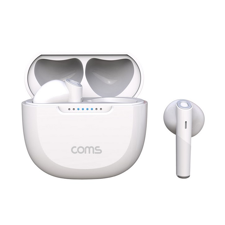 화이트 무선 블루투스이어폰 V5.3 C타입 핀 충전 경량 핸즈프리 이어셋 중저음 운동 통화 마이크 오픈형