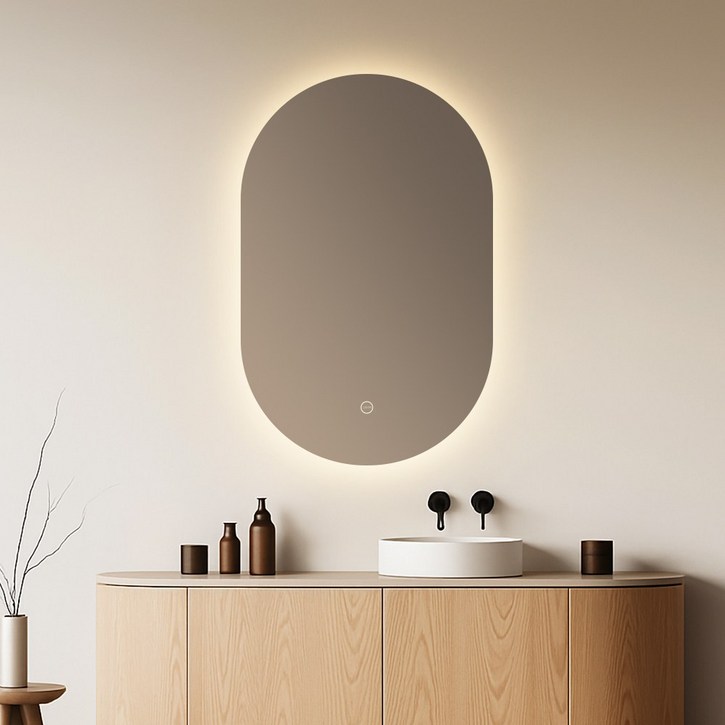리빈 LED거울 화장실 욕실 3색 기본옵션 간접조명 원형 타원형 벽걸이형 터치스위치 거울