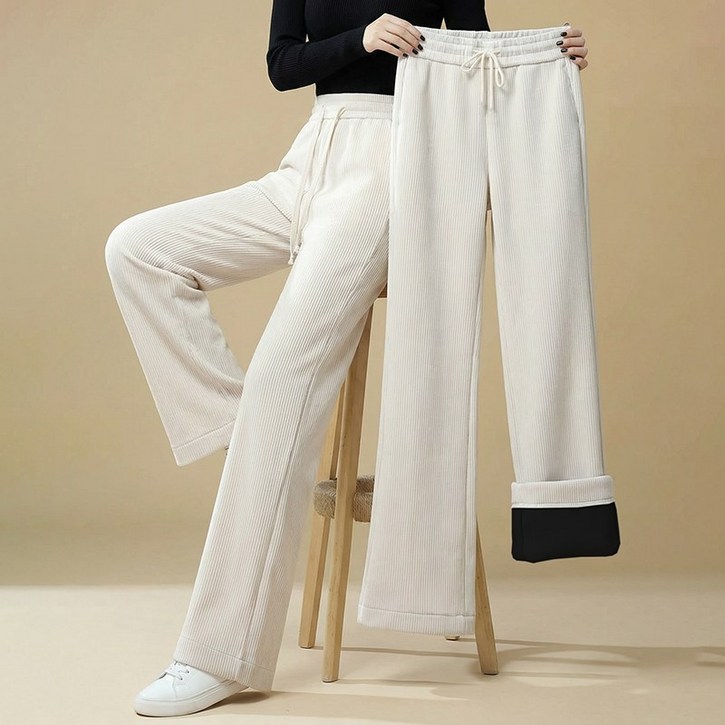 스타일아유 여성 겨울 기모 코듀로이 와이드 밴딩 일자핏 스판팬츠 LP1208