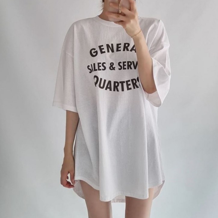 빅사이즈 오버핏 롱티 라운드 여성용 루즈핏 데일리룩 레깅스코디 신상 비스레터링오버핏티