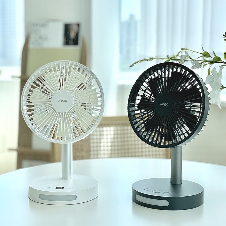 WEGO 엔플러스 저소음 무드등 탁상용 선풍기, 화이트