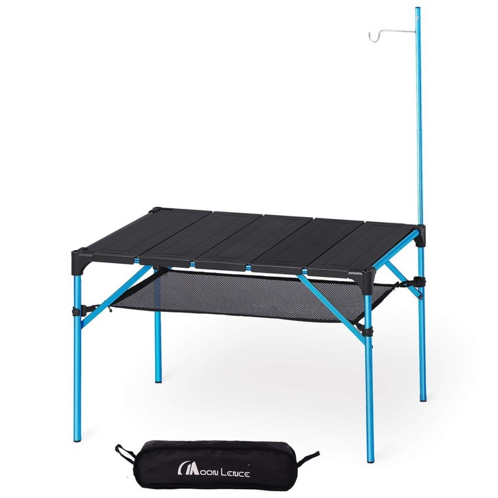 MOON LENCE 조립식 캠핑테이블 12인용 랜턴걸이 알루미늄, 블루