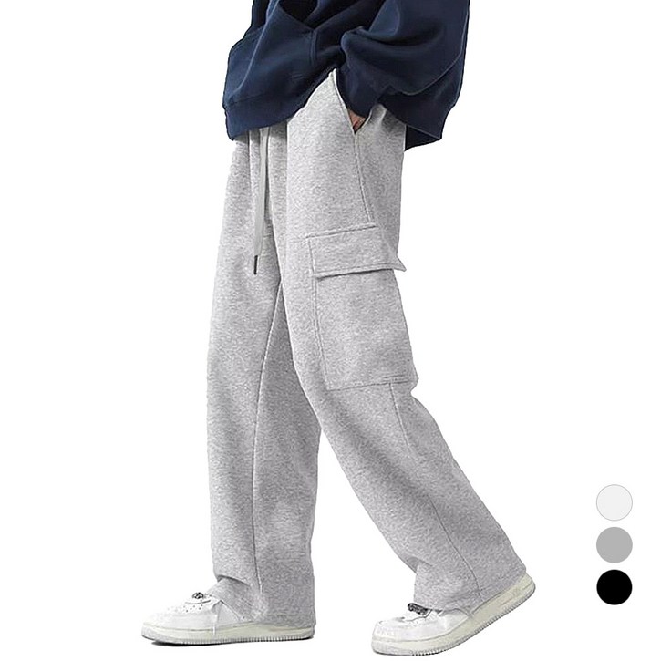 맥건 사계절 트레이닝 남자 밴딩 바지 세미 카고 와이드 팬츠