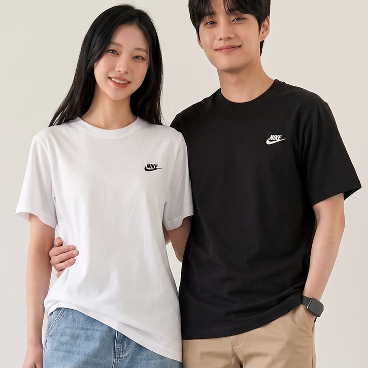 [당일발송] 나이키 스포츠웨어 클럽 스우시 로고 베이직 반팔 라운드 티셔츠