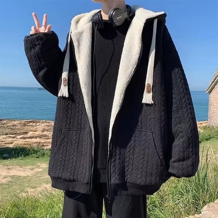 꽈배기 후드 융에 도톰한 흑백 S사이즈-3Xl