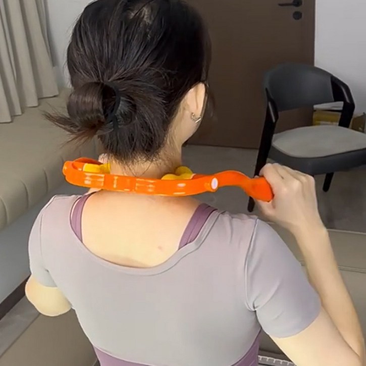 더블 목마사지기 어깨 목 종아리 다용도 안마기 지압기, 오렌지, 1개
