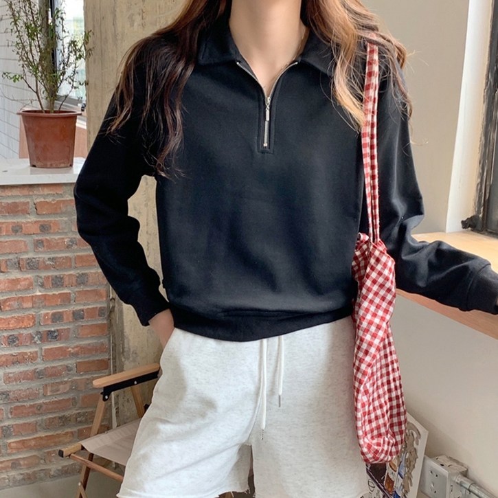 타니즈 로펀 반집업 카라넥 여성 맨투맨