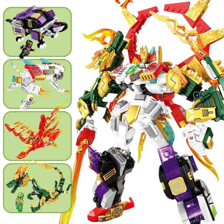 블럭팜 트랜스포머 합체 변신 로봇 동물4종 방학 트랜스봇 셈보 호환 블록