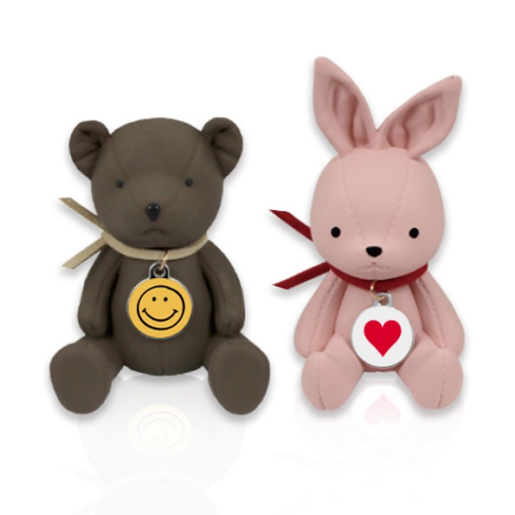 가죽곰 가죽토끼 차량용 석고방향제 1+1, 디퓨저 2개, 1세트, 방향제