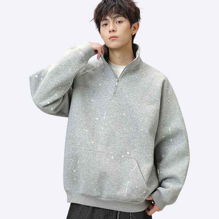 에치케이 남자 베이직 하프집업 스웻셔츠 맨투맨 라글란 절개 캐주얼 데일리룩 심플 무드 간절기