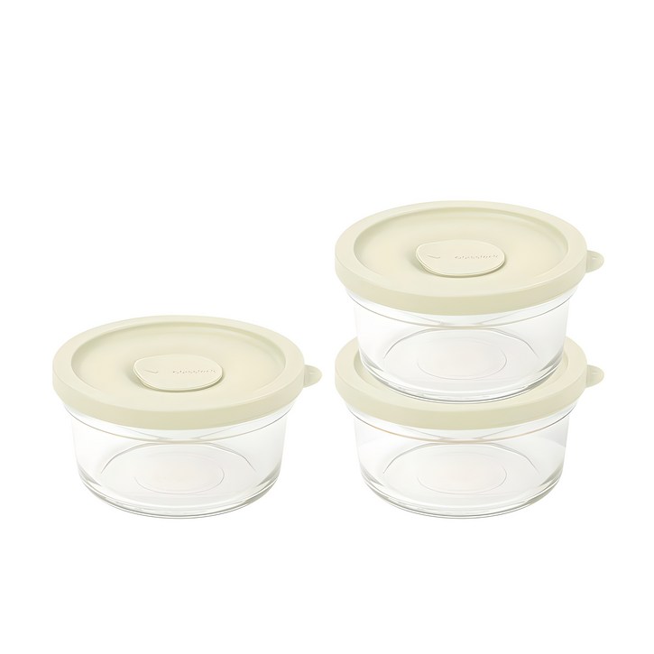 글라스락 렌지쿡 촉촉한 햇밥용기 원형 코코넛 밀크 350ml, 코코넛밀크, 3개