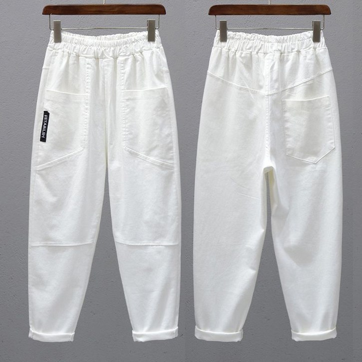 Asure 여자 9부 와이드 팬츠 밴딩 캐주얼 배기팬츠