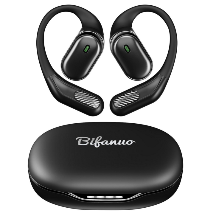 비파노 ACC ENC 노이즈캔슬링 HIFI 오픈 귀걸이형 5.4 블루투스 이어폰, 블랙, T6