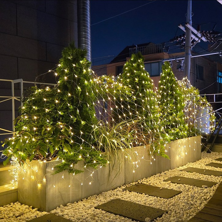 크리스마스 LED 24V 그물전구 160구 잔디 나무 캠핑 줄조명 야외 벽 트리 1분설치, 웜색, 2개