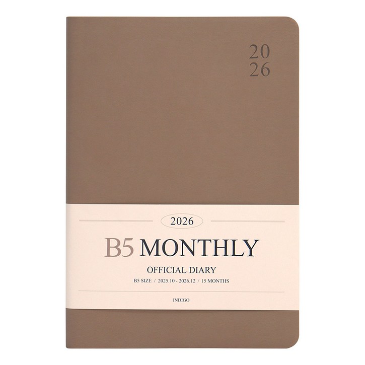 [인디고] 2026 오피셜 B5 먼슬리 다이어리 / 날짜형 월간 스케줄러 플래너 업무용