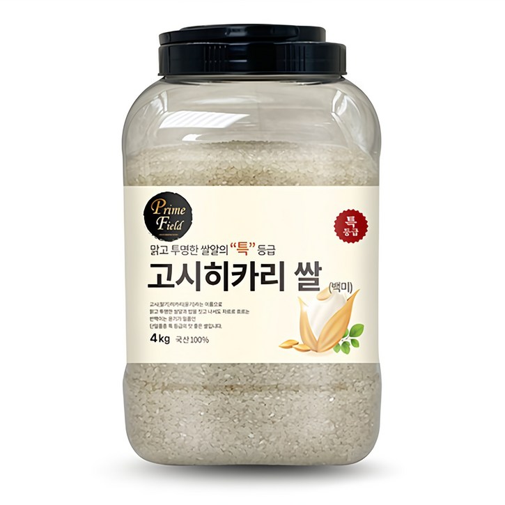 Prime Field 고시히카리 백미 특등급, 4kg, 1개, 특등급