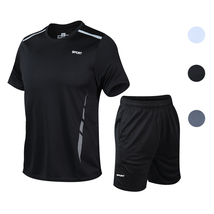 Sevenmoon여름 트레이닝복 세트 남자  속건  런닝 루즈핏 캐주얼  피트니스 반팔티 빅사이즈