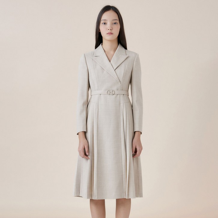 케네스레이디 피키드카라 플리티드 원피스