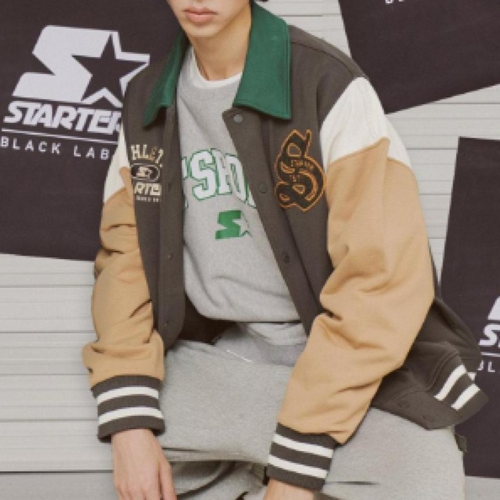 스타터 남녀공용 와펜 카라 바시티 자켓 SA233OJP02