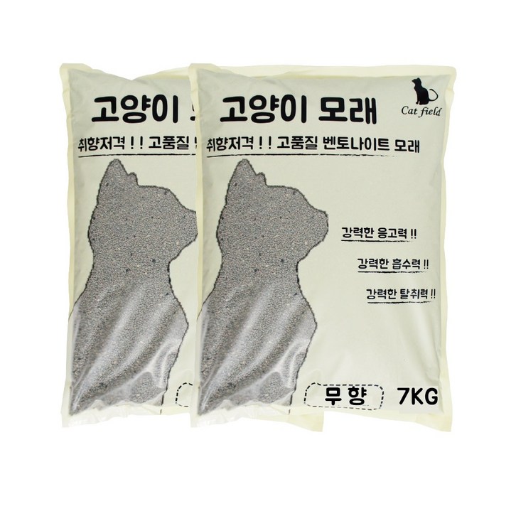 캣필드 벤토나이트 고양이모래 무향, 7kg, 2개, 무향 - 쇼핑뉴스