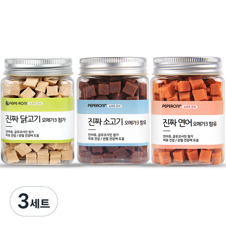페페로니 강아지 진짜 오메가3 간식 세트, 180g, 3세트