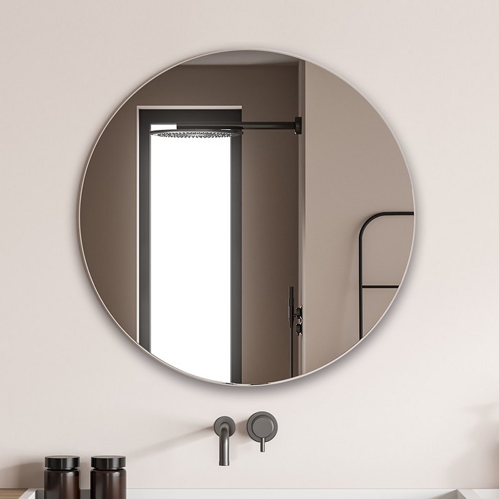 벽에붙이는거울 온미러 노프레임 붙이는 거울 벽 부착형 원형 500mm(지름)