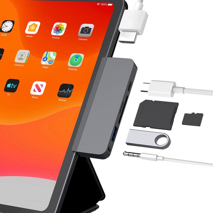 하이퍼드라이브 6포트 USB C타입 멀티허브 PD 60W 테블릿 아이패드 호환 HDMI 연결 음악감상 프로 에어
