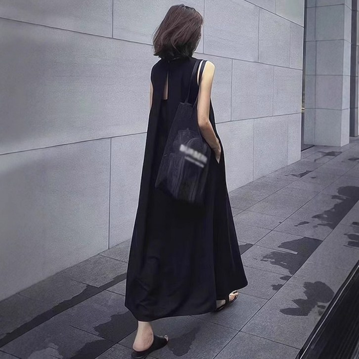 Novastar 여름 여자 프렌치한 민소매 나시 원피스 루즈핏 롱 원피스