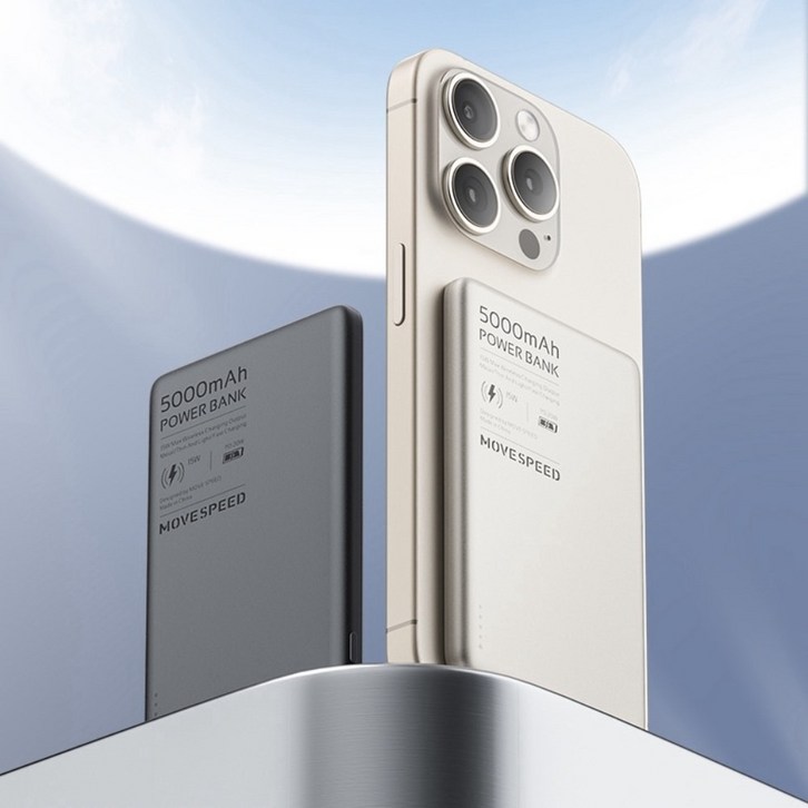 무브스피드 초슬림 초경량 5000mAh 맥세이프 보조배터리, GGMSS05001, 진그레이 무브스피드 초슬림 초경량 5000mAh 맥세이프 보조배터리, GGMSS05001, 진그레이