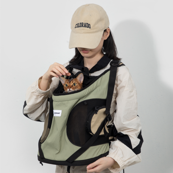 호다다 강아지 이동가방 프론트백 포대기 고양이 이동장, 민트